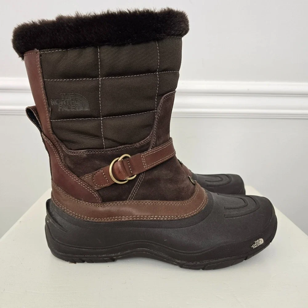 The North Face Women Chilkat III Waterproof Pull-On Boot 10 Brown Winter Outdoor